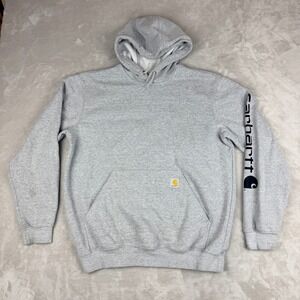 Carhartt Loose Fit Hoodie Mens Large Heather Gray Sleeve Graphic Grunge Y2K K288